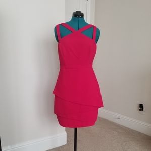 BCBGMAXAZRIA  cut out strappy red dress.